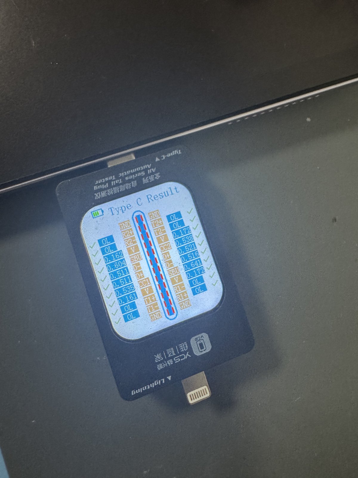 IC交換後のチェッカー画面。全項目で正常値を表示